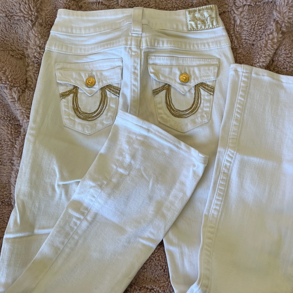 True religion jeans. Woman’s jeans - White, With gold stitching Size 27